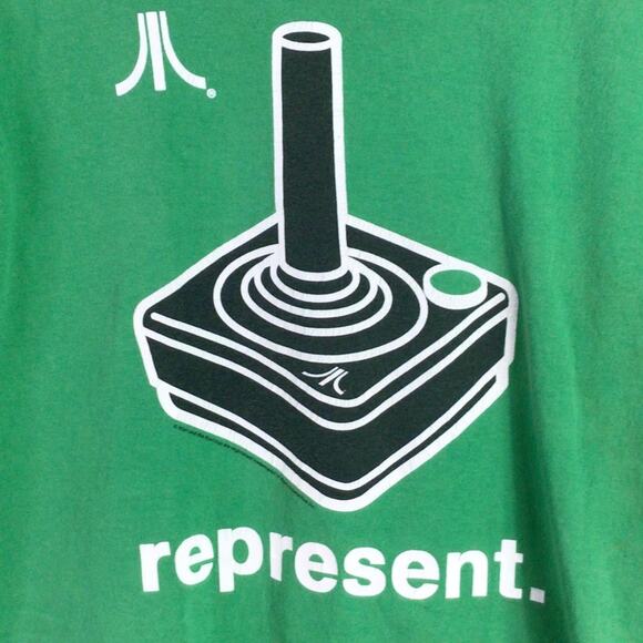 Atari Represent retro Game joystick T Shirt Green Medium - Picture 2 of 4